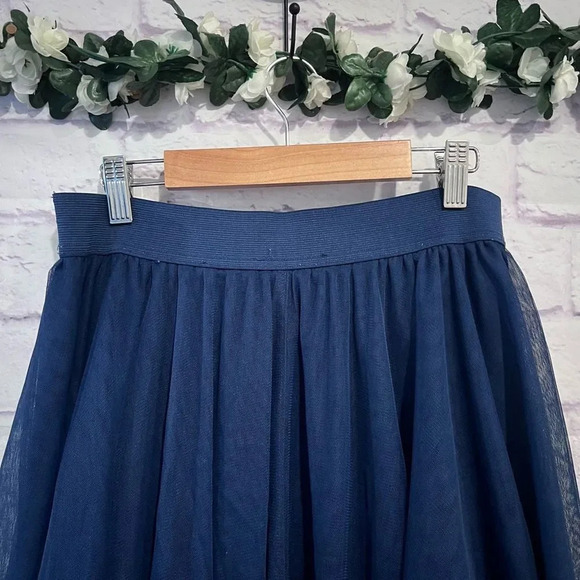 Torrid Blue‎ Tulle Mesh Midi Knee Length Formal Skirt Size 00 Elastic Waist - Picture 5 of 12